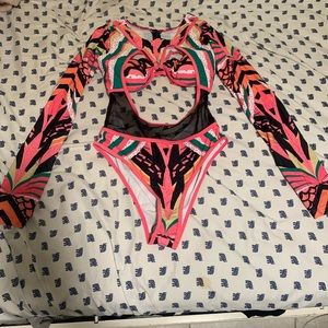 nwt tropical colored one piece swimsuit
